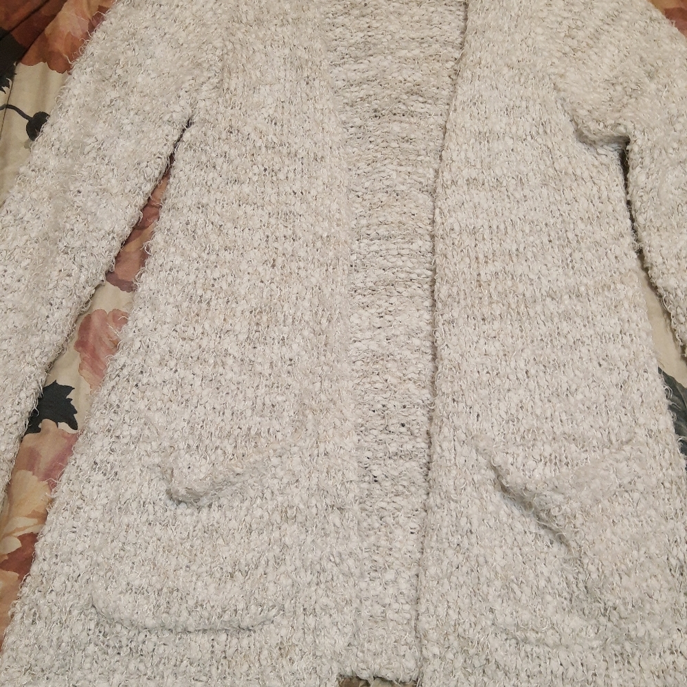 White fuzzy sweater cardigan